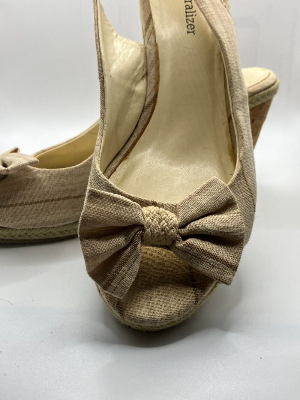 Naturalizer Espadrille Cloth Sandals with bow Cork 3.5-inch Heel Size 8.5 M